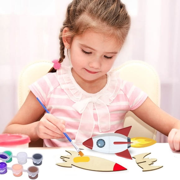 YAOMOBB Blank Wooden Tag Creative Wooden Rocket Cutouts Smooth Surface Craft with Fine Workmanship 1 Set of Children Toy Rockets