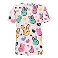 thumbnail image 5 of Jienlioq Hauts d'Été Mignons pour Femmes T-shirt Décontracté à Manches Courtes Col Rond Imprimé Rose 2TG, 5 of 5