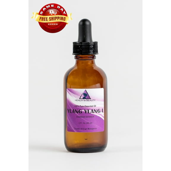 YLANG YLANG ESSENTIAL OIL ORGANIC AROMATHERAPY PURE GLASS DROPPER 2 OZ, 59 ml