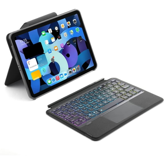 Detachable Keyboard Case foriPad Pro 11 inch (2022/2021/2020/2018), iPad Air 4/5th Gen, Magnetic Detachable Folio Full Protection Shockproof Case, 7 Colors Backlit, Type-C Rechargeable Keyboard