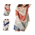 thumbnail image 3 of Mujeres Crochet Hollow out Patchwork Blusa suelta Boho Bikini de manga larga Tops Chica Cuello en V Traje de baño Bata Cover Up Methold FS7485-01, 3 of 7