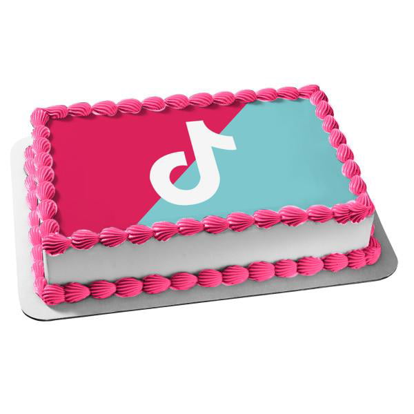 Tiktok Logo Teal Pink Edible Cake Topper Image Abpid Walmart Com Walmart Com