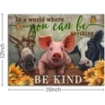 thumbnail image 2 of WFSposter Rustic Farm Cow Pig Donkey Wall Art Be Kind Movitational Wall Art for Office Farmhouse Animal Picture Print on Canvas Painting Framed Artwork for Living Room Bedroom Kitchen Decor, 2 of 6
