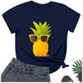 thumbnail image 5 of Icvfdpl Women Fashion T-Shirt Ladies Casual Pineapple Print T Shirt Short Sleeve Tops Leisure Shirt, 5 of 5
