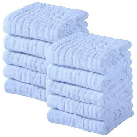 

Baby Washcloths Muslin Burp Cloths for Baby 6 Layers 100% Cotton Koo-dib Baby Soft Face Towels And Wash Cloth Muslin Washcloth Cloths Bibs for Girl & Boy 28x28cm 10 Pack