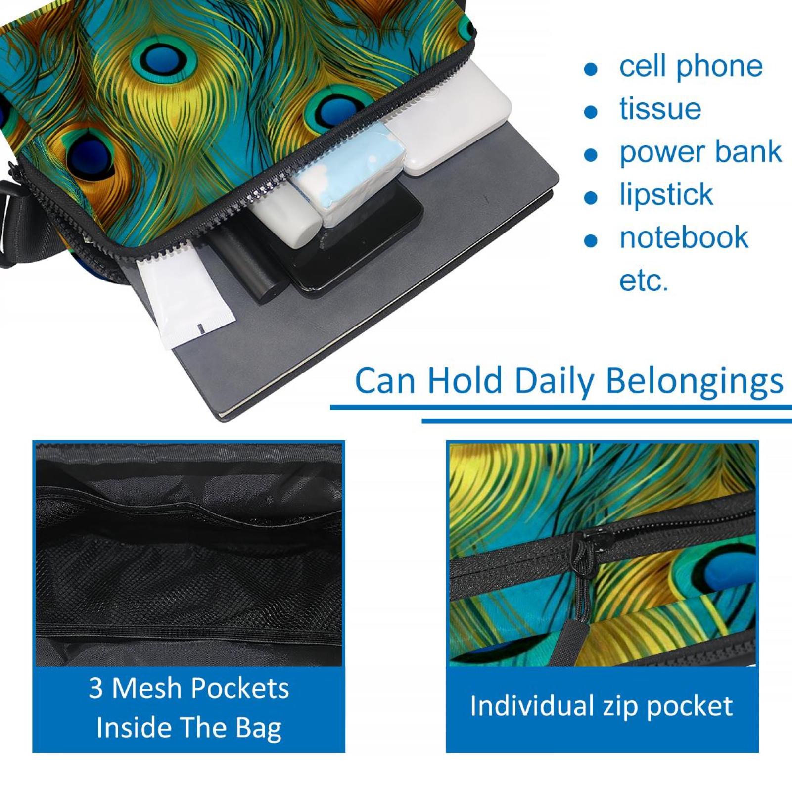 Peacock feathers Adjustable Lightweight Unisex Waist Bag Running Belt with Extension Strap Money Belt Holder