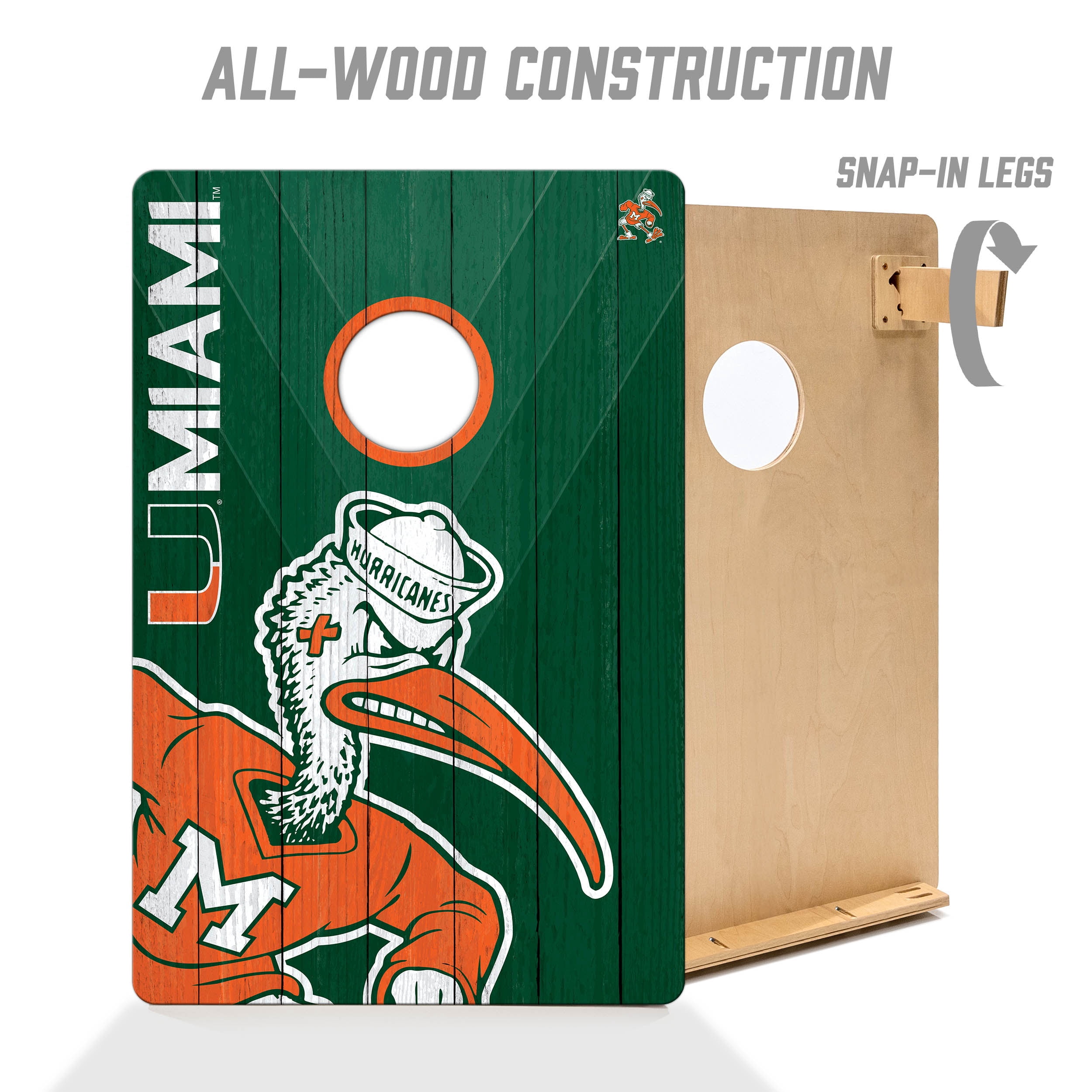 YouTheFan NCAA Miami Hurricanes 2' x 3' Cornhole Game