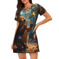 thumbnail image 1 of Saiise Mignon Motif Papillon Ours Chemise de Nuit à Manches Courtes Col Rond Mignonne Robe de Nuit Confortable, 1 of 6