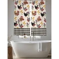 thumbnail image 5 of Farmhouse Rooster Sheer Curtains 72 Inch Length 2 Panels Set Window Treatments, Vintage Watercolor Flowers Black Plaid Rod Pocket Semi Curtains for Living Room/Bedroom/Kitchen Décor, 104"W x 72"L, 5 of 7