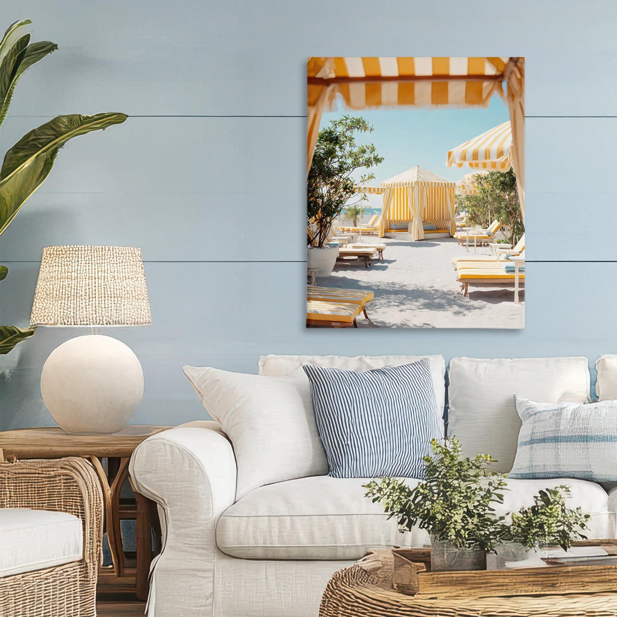 Stupell Industries Yellow Striped Beach Cabanas Canvas Wall Art, design by Franklyn Gregory