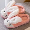 thumbnail image 2 of Tfken Slippers For Unisex Kid Kids Flock Closed Toe Rabbit Print Fleece Winter House Shoes Pink Size 8-9 Years, 2 of 8