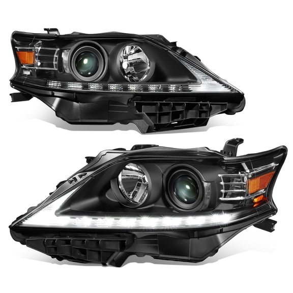 DNA Motoring LED DRL Projector Headlights Lamps for 2013-2015 Lexus RX350 RX450H, Black / Amber