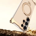 thumbnail image 5 of Frameless for Samsung Galaxy S26 Ultra Case, Compatible with Magsafe, Minimalist Shockproof Phone Shells, Magnetic Aluminum Metal Leather Case, Scratch Resistant Protective Case with Stand, Gold, 5 of 9