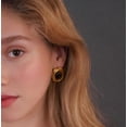 thumbnail image 6 of New Products Statement Nature Stone Tiger-eye Earrings Waterproof Gold Plated Stainless Steel Pearl Stud Earrings for Women, 6 of 10
