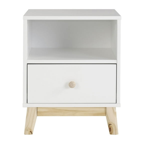 Alaterre Furniture MOD 19 1/2" W One Drawer Nightstand, Kids Bedside Table w/ Metal Glides, Perfect Addition to Bedroom Furniture, White