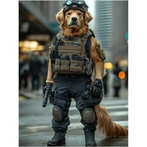 Golden Retriever SWAT Poster Canvas Wall Art Prints Humor and Cute House Decoration Aesthetic Suitable for Living Room and Bedroom Wall Decor (12x16 Inches Unframed)