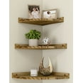thumbnail image 1 of Afuly Floating Corner Shelves for Wall, Rustic Solid Brown Wood Wall Mounted Corner Shelf, 3 Set, 1 of 6