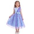 thumbnail image 6 of IBTOM CASTLE Girls Sparkly Flower Pageant Tulle Dress Sequin Floral Applique Fairy Tea Length Gown for Birthday Wedding Graduation Daddy Daughter Dance Blue, 6 of 7