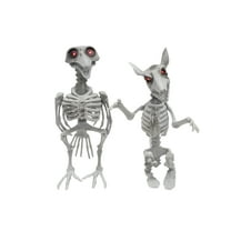 Skeleton Rat Crow 2pc Spooky LED Light Up Set Realistic Haunted House Prop Halloween Home Decor