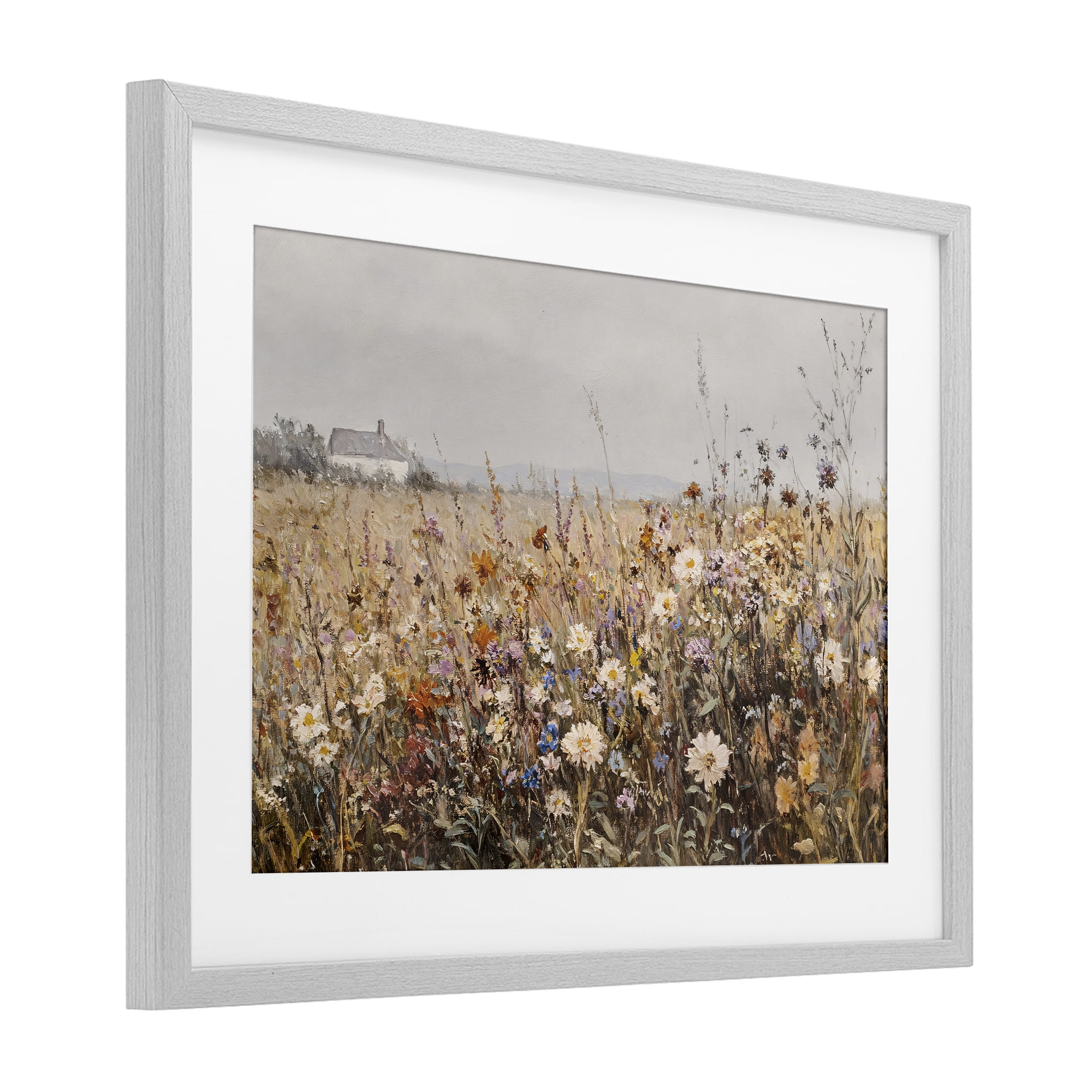 Stupell Industries Quaint Cottage Meadow Gray Framed Print Under Glass, design by Jacky Ngan