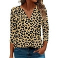thumbnail image 2 of Qulqfy Womens Tops Trendy Plus Size Spring 3/4 Sleeve Leopard Print Shirts V Neck Fall Cheetah Tops Cheetah Blouses for Women L, 2 of 5