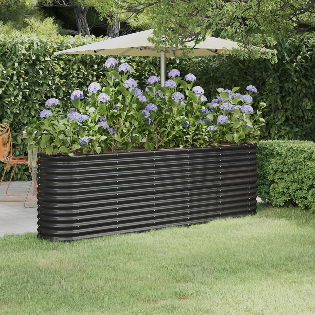 vidaXL Garden Raised Bed Powder-coated Steel 130.7"x15.7"x26.8" Anthracite