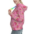 thumbnail image 2 of Lsque Watermelon Pattern Casual Women's Hoodie,Hooded Sweatshirt with Kangaroo Pocket,Pullover Hoodie with Eye-catching Drawstrings-Small, 2 of 7