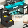 thumbnail image 4 of 59" Office Desk with Drawers, Reversible Computer Desk with File Drawers & Storage, Gaming Desk with LED Lights & Power Outlet, Home Office Desks for Printer, Black, 4 of 7