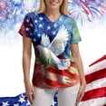 thumbnail image 6 of GEWSEY Scrubs for Women Patriotic Nurse Shirt 4th of July Plus Size V Neck Short Sleeve Scrub Top American Flag Nursing Tops (Blue, M), 6 of 8