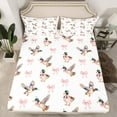 thumbnail image 2 of Homewish Cute Bowtie Ribbon Bed Sheets,Country Mallard Duck King Sheets,Pink White Brown Sheet Set For Girls Kids,Super Cozy Room Decor,4pcs, 2 of 7