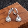 thumbnail image 5 of Water Drop Round White Zirconia White Gold Filled Cz Earrings Women's Ear Buckle, 5 of 5