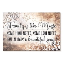 Elephant Stock Family Is Like Music Typography Wall Art - Horizontal Canvas Wall Art - Dining Room Wall Decor - Inspirational And Typography Canvas - Brown And Beige Decor - 39" x 26"