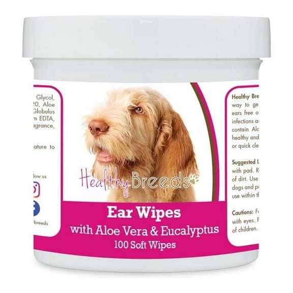 Healthy Breeds 192959824742 Spinoni Italiani Ear Cleaning Wipes with Aloe & Eucalyptus for Dogs - 100 Count