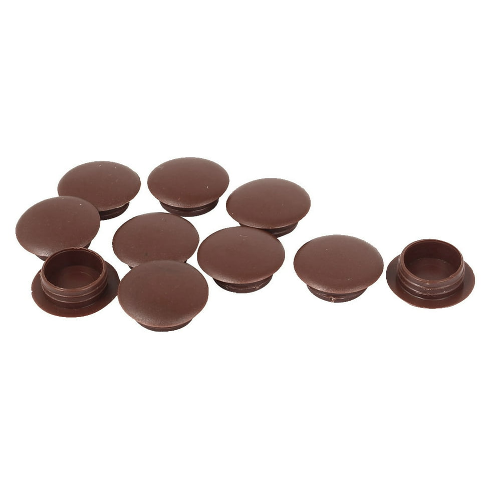 10pcs Brown Plastic Press On Cap Screw Cover for 16mm Dia Hole