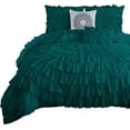 thumbnail image 2 of D.N.G. BEDDINGS 100% Egyptian Cotton 3 Piece Circle Ruffle Comforter Set with 1 Freebie Ruffle Pillow | 550 GSM Filled Microfiber - Full/Queen Size, Teal Color - 800 Thread Count, 2 of 5