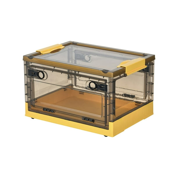 Contenedores de almacenamiento plegables con tapa y ruedas, caja de almacenamiento con tapa plegable y ranuras para asa, cubo organizador plegable