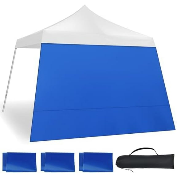 3 Pcs Instant Canopy Sidewall for 10 x 10 ft Slant Leg Pop up Canopy Frame Waterproof Sunshade Tent Sidewalls for Outdoor Camping, Sidewall Only, Blue$$Garden & Patio