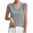 thumbnail image 3 of WEIee Women's Tank Tops Shirts for Women Summer Crewneck Sleeveless Blouse Solid Color Lightweight Loose Fit Tops Lady Holiday Tank Tee Gray M, 3 of 4
