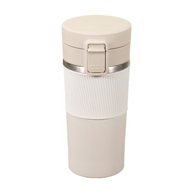 Taza de café aislada de acero inoxidable 304 de 400 ml, color sólido, taza de viaje con tapa de goma, tapa de un solo clic para uso en el coche y el hogar, vaso térmico con aislamiento al vacío para
