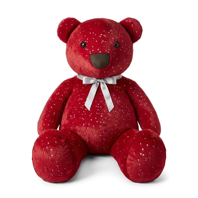 Oso de Peluche Fredo Rojo Gigante 140 cm Artesanal con Estrellas Metálicas - Hecho en México Beautifull Home navideño