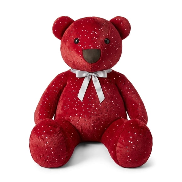 Oso de Peluche Fredo Rojo Gigante 140 cm Artesanal con Estrellas Metálicas - Hecho en México Beautifull Home navideño