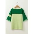 thumbnail image 6 of Women's Mint Green Striped Patchwork Textured Colorblock 3/4 Sleeve Knit Top - [ZhiHiMeRi] | (US 12-14)L, 6 of 12