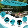 thumbnail image 2 of YYAo Outdoor Garden Umbrella,Market Umbrella,15 Feet Twin Patio Umbrella with 48 Solar LED Lights-Turquoise, 2 of 11