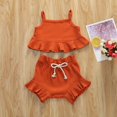 thumbnail image 2 of Kids Baby Girls Lace Solid Color Suspender Top with Sweet Short Trousers Clothes Set, 2 of 4