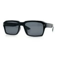 thumbnail image 4 of Hipster Gentleman Rectangular Mens Retro Vintage Vibe Plastic Sunglasses All Black, 4 of 8