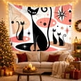 thumbnail image 3 of Stylized Black Cats Surrounded by Starbursts in a Cosmic Scene, Whimsical Retro for Cat Lovers, Graphic Wall Art Decor, Housewarming Gift, Tapestry Wall Hanging for Bedroom and Living Room, 3 of 7