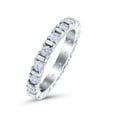 thumbnail image 3 of Simulated Cubic Zirconia Size-6 Full Eternity Stackable Ring Wedding Band 925 Sterling Silver, 3 of 7