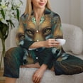 thumbnail image 6 of Fotbe Vintage Pattern Fox Pattern Long Sleeve Pajama Set for Women,Sleepwear Set,2-piece Loungewear Set,Soft PJs Comfy Nightwear with Pockets -X-Large, 6 of 7