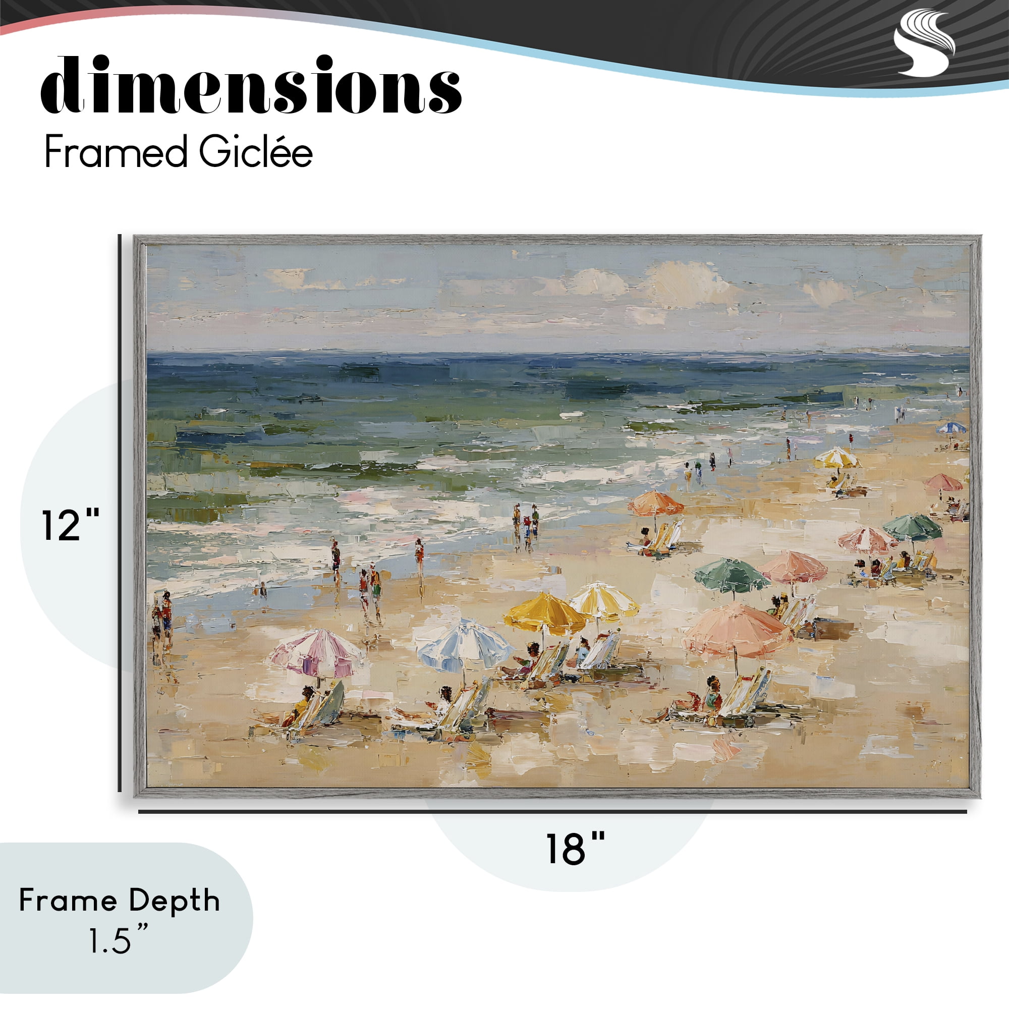 Stupell Industries Impressionist Summer Beach Day Gray Framed Giclee Art, design by Jacky Ngan