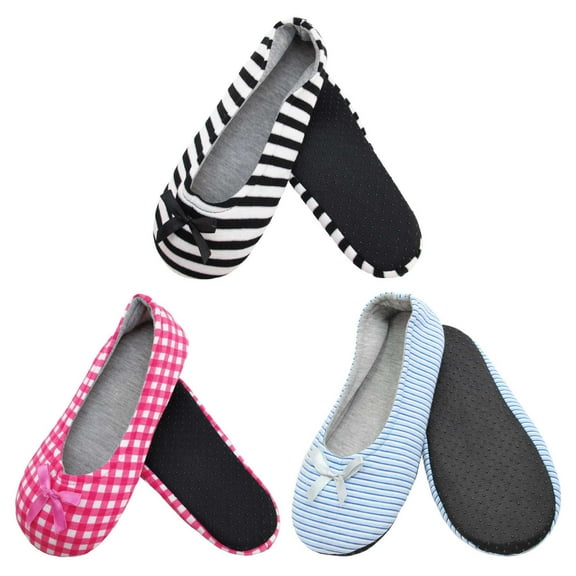 BambooMN Adult Comfort Soft Non-Slip Slippers - Assortment A02 - Medium - 3prs